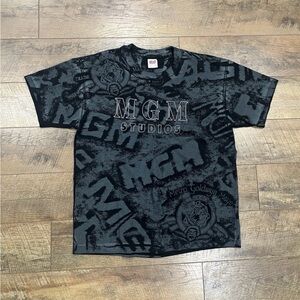 Vintage 90s‎ Disney MGM Studios All Over Single Stitch T-Shirt Black XL USA Made